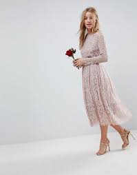 Asos Design Bridesmaid Lace Long Sleeve Midi Prom Dress Bridesmaiddresses Bridesmaids Weddingideas We Beige Prom Dresses Maxi Dress Prom Long Sleeve Lace