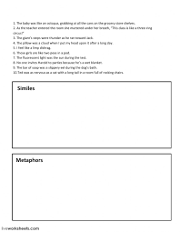 A simile is a figure of speech. Similes And Metaphors Worksheet