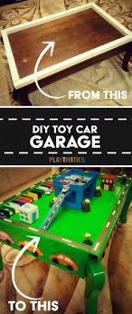 Grey & orange wooden garage | 50 cells. Diy Toy Car Garage Table That Cost Almost Nothing To Make Playtivities