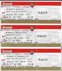 3 Arsenal Football Tickets 2009 10 Season V Everton Aston Villa Blackburn Rove View More On The Link Http Www Z Football Ticket Wigan Blackburn Rovers
