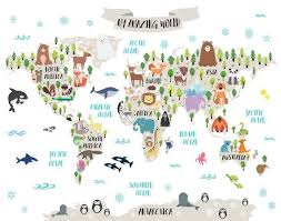 Nursery Printable Animal World Map Kids World Map Poster Etsy Kids World Map Maps For Kids World Map Poster