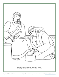 Jesus is anointed coloring page. Mary Anoints Jesus Feet Coloring Page