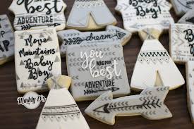 Black And White Baby Shower Cookies Tribal Cookies Baby Shower Cookies Royal Icing Monochromatic Black And White Baby Shower Cook Baby Shower Cookies Arrow Baby Shower Adventure Baby Shower