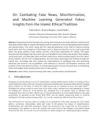 Octopus halal islamqa praise be to allah. Pdf Combating Fake News Misinformation And Machine Learning Generated Fakes Insights From The Islamic Ethical Tradition