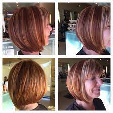 A Line Bob Copper And Blond Red Hair With Blonde Highlights Blonde Highlights Hair Styles