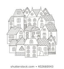 Circle Shape Pattern With Houses For Coloring Book Black And White Background Vector Illustration Boyama Sayfalari Boyama Sayfalari Mandala Boyama Kitaplari