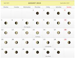 August 2019 Lunar Calendar Moon Phase Calendar Moon Calendar Moon Schedule