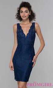 Navy Blue Short Lace V Neck Sheath Party Dress Dresses Navy Party Dress Party Dress