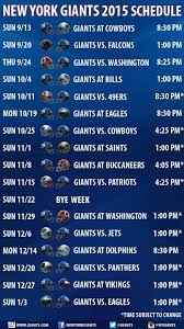 Look over the 2020 new york giants schedule featured above to find the contest(s) you'd like to attend. Giants Schedule 2015 New York Giants Ny Giants Football New York Giants Football