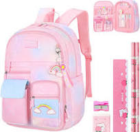 Zaini Scuola per Ragazze con Set di Cancelleria, Zaino per Bambini con  Porta del Frigorifero da 35 Litri Zaino per Ragazze per la Scuola Primaria,  ...