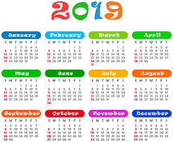 2019 Colorful Calendar Transparent Png Image Gallery Yopriceville High Quality Images And Transparent Png Free Cl Coloring Calendar Free Clip Art Clip Art