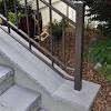 Place your aluminum fence post in the hole and then fill the hole to a depth of about 16 inches with cement. 1