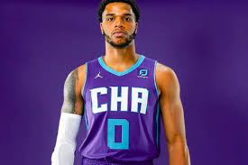 Both jerseys have hornets across the chest, feature a hornet silhouette on the waistband and a the alternate jersey, which is to be worn 16 to 20 times, is teal with white lettering and purple. Pinstripes Returning To Charlotte Hornets Uniforms Sportslogos Net News