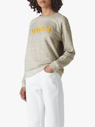 Voilà sweatshirt ♥ with the sweatshirt you make a clear but fine statement. Whistles Voila Logo Jumper Grey Marl At John Lewis Partners