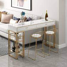 Check out our counter height table selection for the very best in unique or custom, handmade pieces from our kitchen & dining tables shops. White Bar Table Gold Kitchen Pub Table Counter Height Table With Bar Cart In 2021 Dining Table Gold White Bar Table Counter Height Table