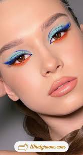 Blue and orange eyeshadow makeup look