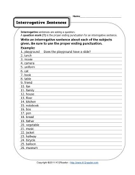 Interrogative sentences are questions asked in order to obtain information. Interrogative Sentences Free Printable Punctuation Worksheets