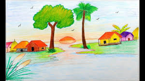 How To Draw Scenery Of Sunset Step By Step Very Easy Scenery Drawing T Easy Scenery Drawing Drawings Scenery Sunset drawings tree silhouette and sunset background more oil. how to draw scenery of sunset step by