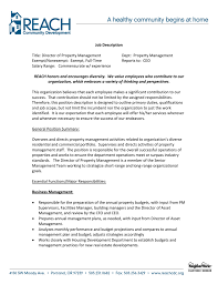 Managers at this level are expected to hold at least a bachelor's degree, but preferably a master's degree. Job Description Title Director Of Property Management Dept