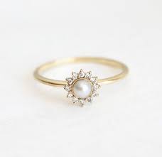 Gold Pearl Ring Halo Diamond Pearl Ring 14k Freshwater Pearl Etsy Pearl And Diamond Ring Pearl Engagement Ring White Pearl Ring