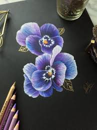 Real Black And Blue Flowers Purple And Blue Flowers With Gold Skeleton Leaves On Black Etsy In 2020 Blue Drawings Black Paper Drawing Flower Drawing