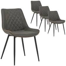 Grey Louis Faux Leather Dining Chairs Set Of 4 In 2020 Faux Leather Dining Chairs Leather Dining Chairs Dining Chairs