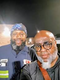 I surprised our neighbors. This was extremely awesome. Lady Regina Jordan-Williams  Pastor James Williams And my Mom's Godson stopped by to spend time and  break bread with me! #ThankYouLordForAllTheBlessings