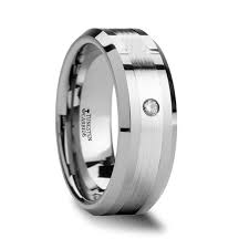 Ninus Tungsten Wedding Band With Platinum Inlay Diamond Mens Wedding Rings Silicone Wedding Rings Tungsten Ring