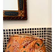 Peaches and Cream Block Print Wash Bag