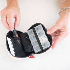 Portable Pill Organiser in Blush Pink Faux Leather