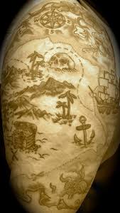 Body piercing tattoos (1) 20. Treasure Island Map Tattoos Sleeve Tattoos Pirate Map Tattoo