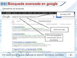 La búsqueda avanzada de google es un modo que brinda resultados más específicos o exactos en función de los términos de búsqueda ingresados. Busqueda De Informacion En Internet Ppt Descargar