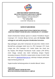 Sistem maklumat trafik kuala lumpur. Jpn Wilayah Persekutuan Kuala Lumpur Ø¹Ù„Ù‰ ØªÙˆÙŠØªØ± Pemakluman Penutupan Sementara Operasi Jabatan Pendaftaran Negara Cawangan Utc Keramat Bermula Pada 26 Disember 2020 Kpjpnm Jasrikasim Erisjemadi Jpn Kualalumpur Jpnm Official Https T Co Tdm4wqnyly