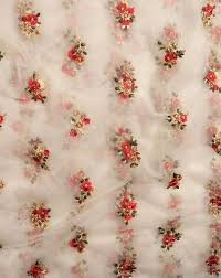 White Red Floral Embroidery Net Fabric Fabriclore Com Embroidery Fabric Beaded Lace Fabric Net Fabric