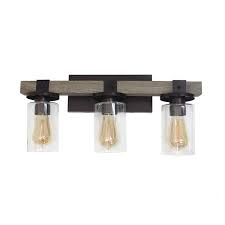 Discover unique bathroom light fixtures, including vanity lights, sconces and more from anthropologie. Elegant Designs Industrial Lantern Restored Wood Look 3 Light Bathroom Vanity Light Gray Vt1009 Gry Rona