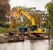 Pontoon Excavator Rental for Dredging & Flood Control