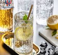 Heavy Base Highball Glass Unique Custom Crystal Bark Pattern Drinking Glass  Cup for Water Juice Beer Whiskey
