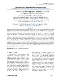 Pdf Reducing Aggressive Behavior Of Adolescent With Using The Aggression Replacement Training