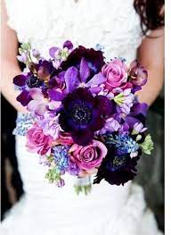 Organize flowers from a premixed bouquet by type. Love The Dark Purple Flower Purple Wedding Bouquets Purple Wedding Flowers Blue Purple Wedding