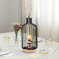 17 Tall Gold Black Bird Cage Metal Hanging Candle Holder Centerpiece With Glass Cylinder T Hanging Candle Holder Candleholder Centerpieces Hanging Candles
