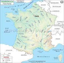 Es grenzt im nordosten an belgien und luxemburg, im osten an deutschland und die schweiz, im südosten an italien und im südwesten an spanien. Frankreich Fluss Karte