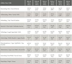 size chart for sewing patterns