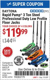 Daytona 3 Ton Low Profile Professional Rapid Pump Floor Jack For 119 99 In 2020 Harbor Freight Tools Coupon Book Harbor Freight Coupon
