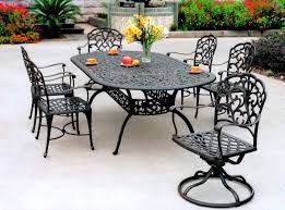 Darlee Catalina 7 Piece Large Oval Dining Table Set Wrought Iron Patio Furniture Patio Furniture Collection Iron Patio Furniture