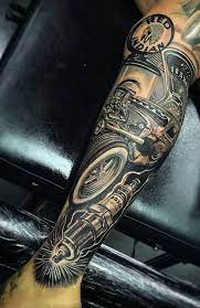 The steampunk tattoo makes your skin look like a canvas. 420 Automotive Tattoos Ideas Tattoos Car Tattoos Cool Tattoos