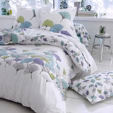Le design moderne et esthétique du produit. Housse De Couette 260x240 Cm Percale Pur Coton Ginkgo Bleu Linnea Linge De Maison Et