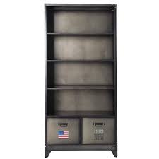 Bibliotheque Indus En Metal Grise L 90 Cm Tiroir Maison Du Monde Bibliotheque Grise