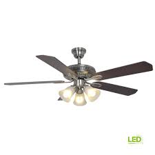 Hampton Bay Glendale 52 In Led Indoor Brushed Nickel Ceiling Fan With Light Kit Ag524 Bn The Home Depot Ceiling Fan With Light Ceiling Fan Bronze Ceiling Fan