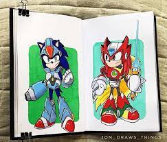 Sonic X And Knucklez The Sonic The Hedgehog And Megaman Mashups You Always Wanted Gottagofast Gottafixfast Soni Marker Art Chicago Artists Art Inspiration