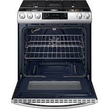 Take a stiff piece of cardboard and place it between the oven frame and door. Samsung Nx60t8511ss 6 0 Cuft Smart Slide In 5 Burner Gas Range With Air Fry In Stainless Steel Brandsmart Usa